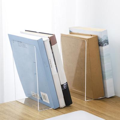 1Pc Transparent Acryl Buchstütze Stehen Bücherregal Desktop Dekorative Lagerung Rack