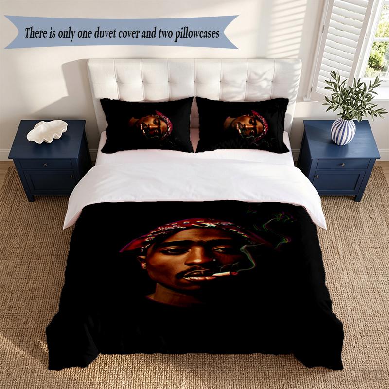 Tupac 3‑Piece Bedding Set Soft Microfiber Duvet Cover Pillowcases Comfortable Bed Linen for Bedroom Decoration