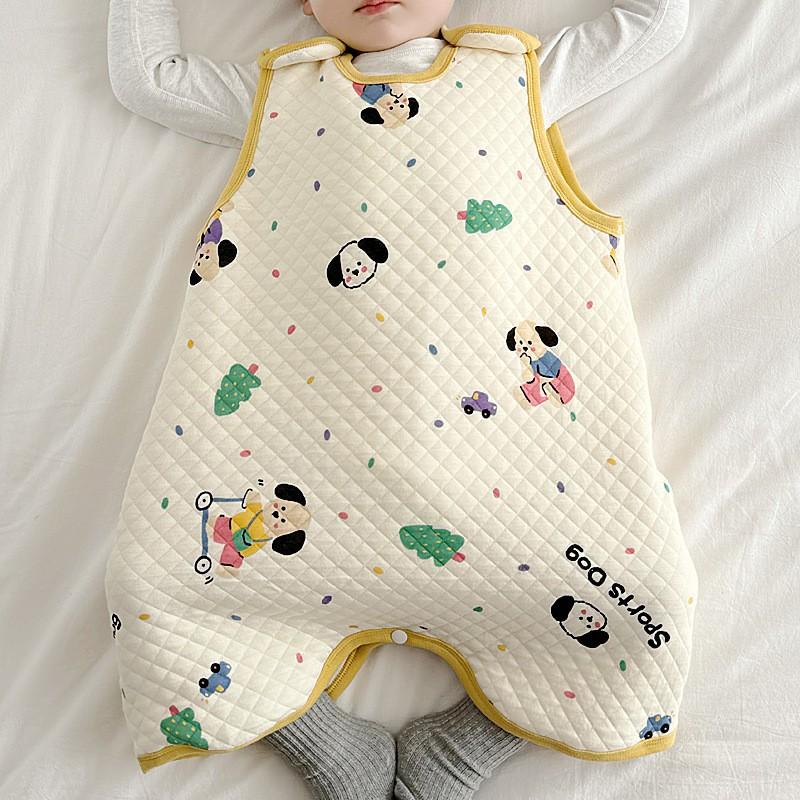 Cotton Sleeveless Baby Sleep Sack With Legs Split Design Toddlers 1-6 Years All Season Warm Sleeping Bag