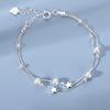 925 Silver Heart Shaped Bracelet For Women Retro Versatile Pink Crystal Charm Bracelets Party Jewelry