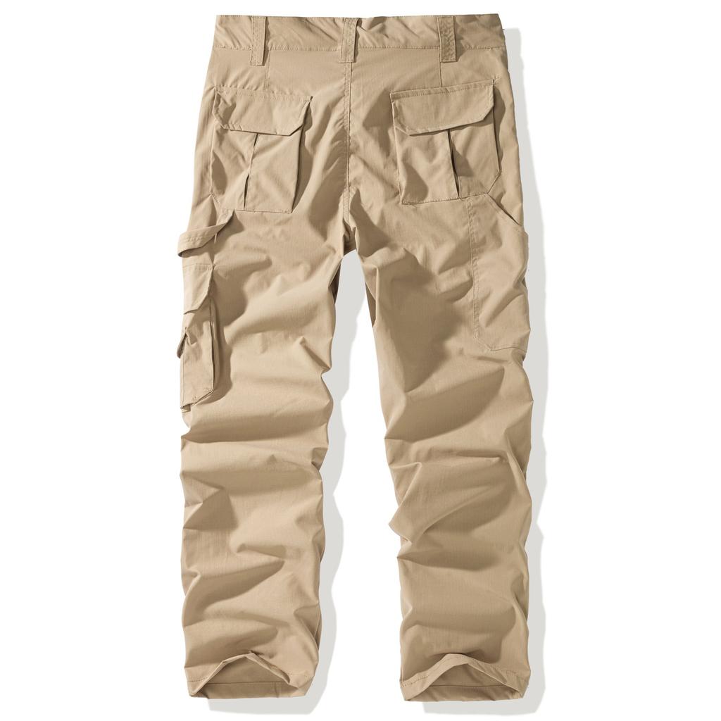 Men's multi-colored large-size long pants with multiple pockets, casual work pants