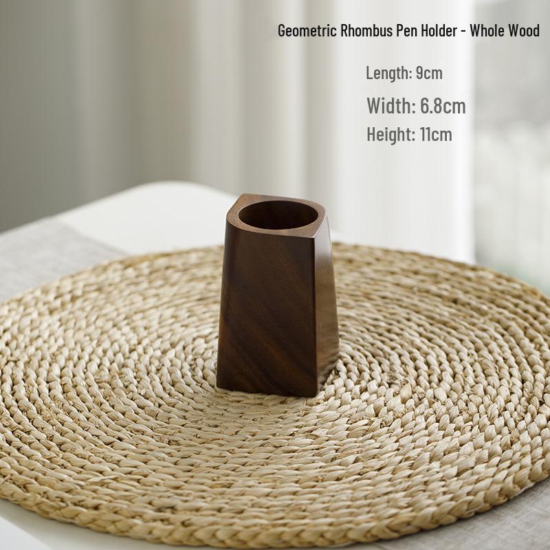Retro Walnut Solid Wood Pencil Holder - Student & Office Desktop Stationery Storage Box Gift