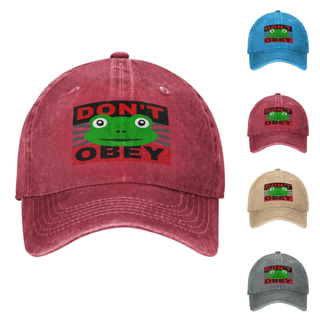 Men's Washed Cotton Baseball Cap With Printed Distressed Soft Top Denim Hat, Vintage Hat