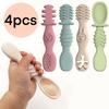 4 pezzi cucchiaino in silicone per pappe per bambini, cucchiaino da allenamento per bambini dai 6 mesi in su, stoviglie facili da impugnare, regalo di Natale