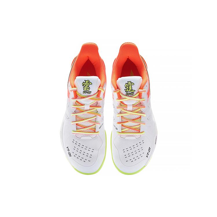 New LiNing Cloud Thunder Cushioned Slip Resistant Abrasion Resistant Breathable Low Top Badminton Shoes Unisex White Red AYAS028-4