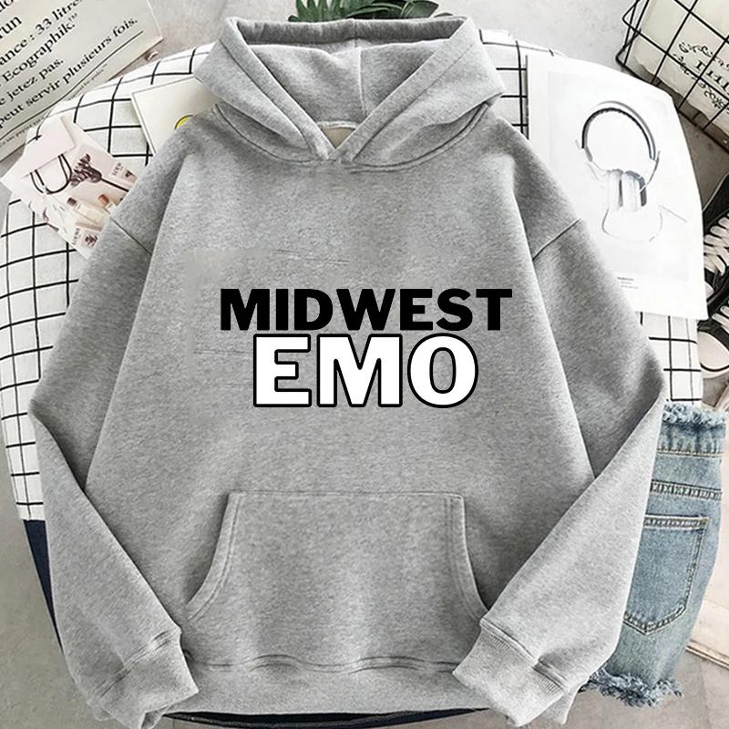 

Толстовка с капюшоном Midwest Emo с принтом в стиле хип-хоп для мужчин/женщин, стиль унисекс, уличная, эстетичная, повседневная, осень-зима, с длинным рукавом XS