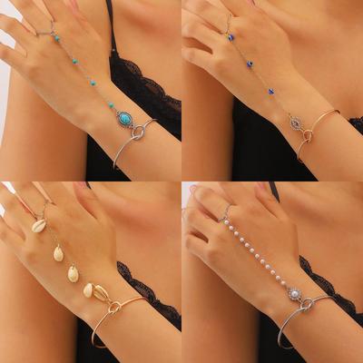 Schickes grenzüberschreitendes fingerloses Handschuharmband mit vielseitiger Fingerkette für Damen