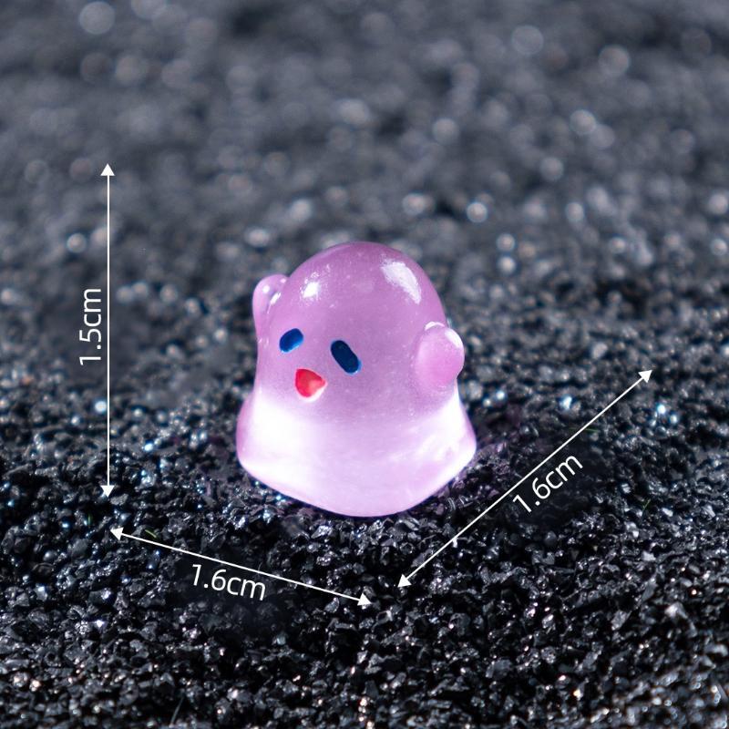 Glowing Mini Ghost Figurine 10Pcs Resin Craft Ornament for Halloween Fairy Garden Desktop Home Party Decor