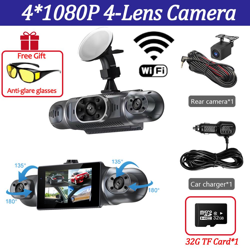 4Camera Car DVR 1080P Video Recorder WIFI APP 360 Degrees Dash Cam Front right left Rear View camera car 24h Parking Monitor
