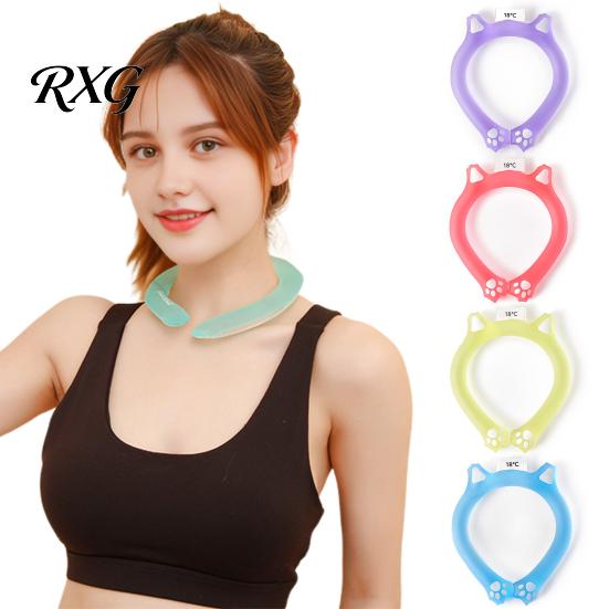 Personal Cooling Device Cat Ear Neck Tube for Summer, Reusable Adjustable Wearable Ice Summer Ring, Heatstroke Prevention Cooler Collar Outdoor