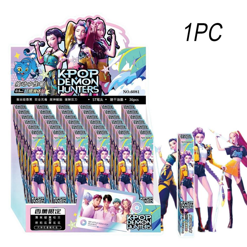 1/3/6/12Pcs KPop Demon Hunters Black Ink Pen Student Writinng Draw Gel Pen Anime Figure Stationery Study Supplies Gift 0.5mm
