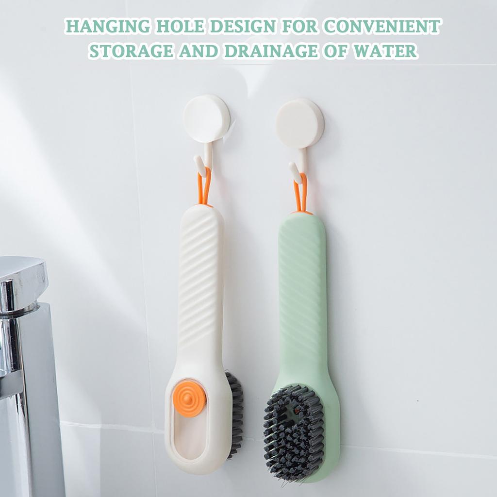 Brosse de nettoyage à manche ergonomique avec tête à poils denses pour les surfaces de la cuisine et de la salle de bain de la maison