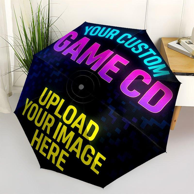 Custom Game CD: Upload Your Image HereUmbrella with Cute Design,Portable 3-Fold Compact Umbrella for Men&Women,Valentine's Day Mother's Day