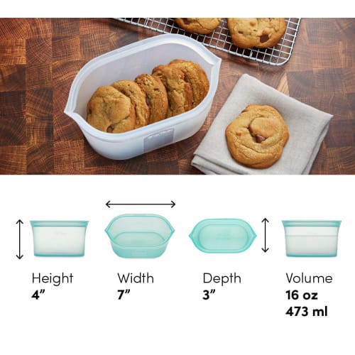 Zip Top Silicone Storage Bags, 473ml Dish, Small, Microwave, Freezer, and Dishwasher Safe, Made with Platinum Silicone, Non-Toxic, Frosted White. [Off