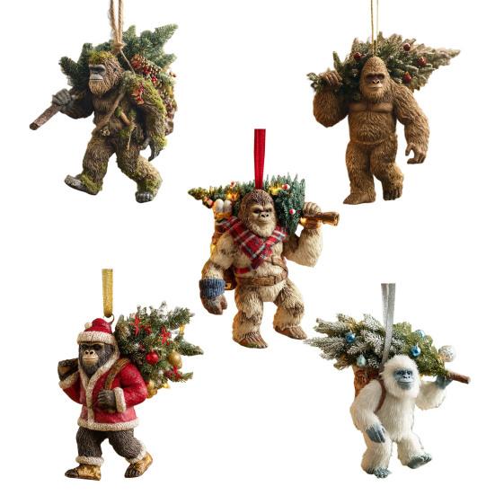 1/5Pcs Acrylic Sasquatch Hanging Decoration Home Office Christmas Tree Hanging 2D Flat Savage Wild