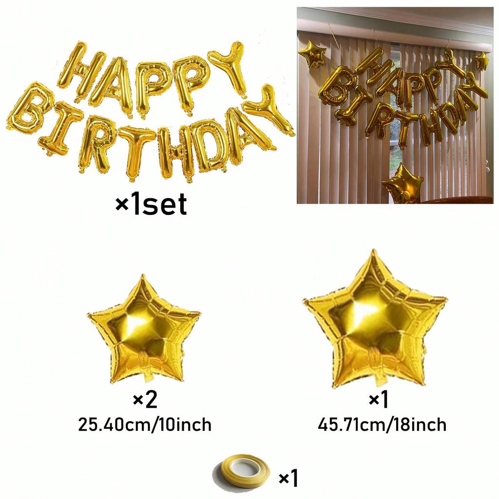 Silver/Gold Birthday Letter Balloon Set Suitable for Birthday Party Decoration, Anniversary, Shower (Multiple Colors Available)