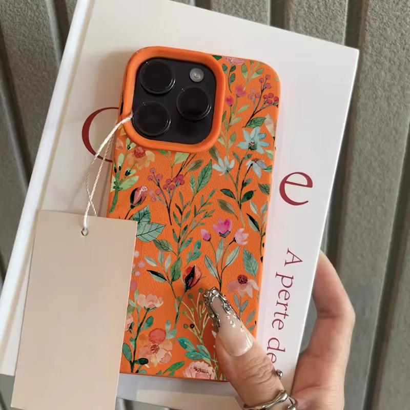 

Dyeing Flowers Pattern Phone Case For iPhone 17 Pro Max 16 Plus 15 Pro 14 13 12 11 XR 17Air Lychee Textur Soft Cover iPhone XS Max