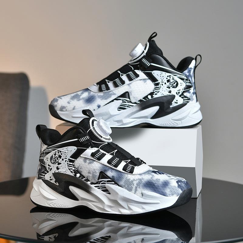 Children 6-12 years old basketball shoes men's rotating button running shoes boys and girls men's sports shoes running shoes 2025