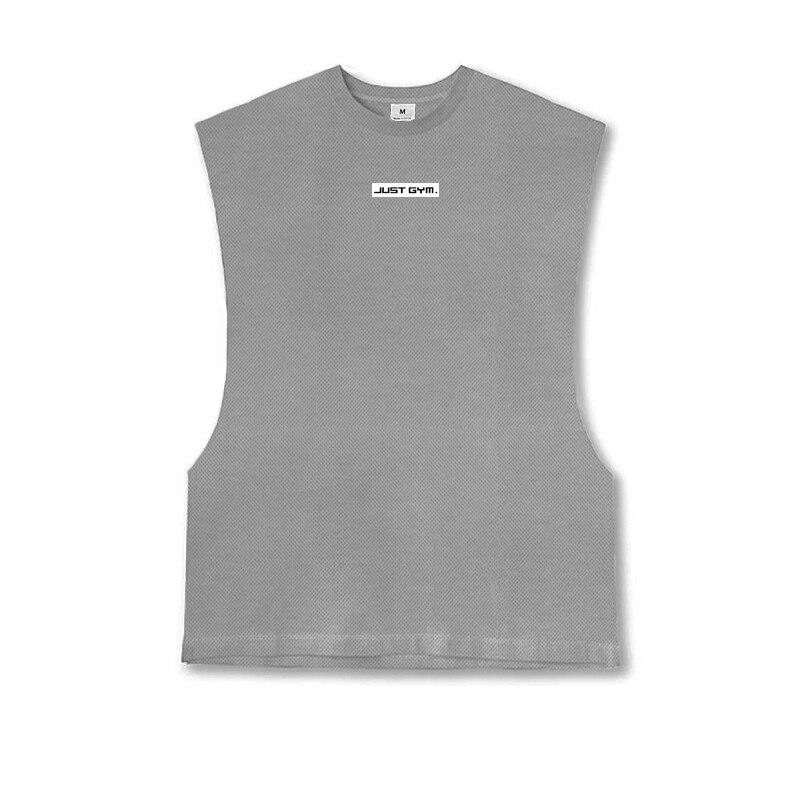 Muscleguys American Basketball Sports Training Sleeveless Vest Summer Loose Casual Waistcoat Round Neck Mesh T-shirt