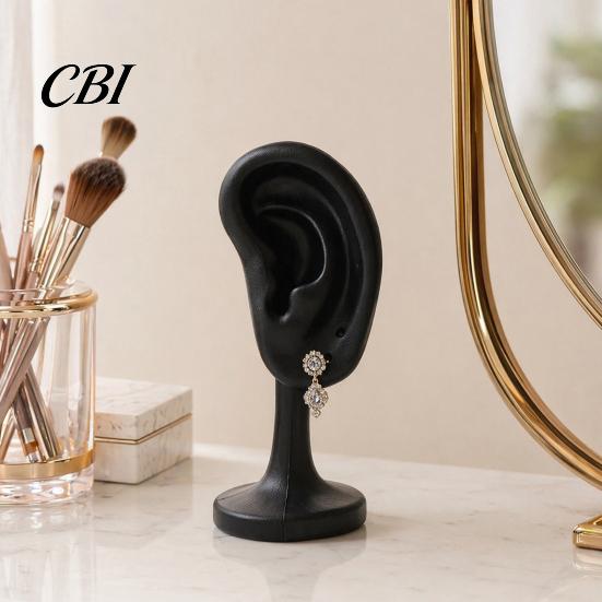 Black Earring Holder Human Ear Holder, Shaped Jewelry Stand, Storage Organizer, Display Stand for Home Dresser Store Counter Use