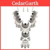 Vintage Water Drop Necklace Earrings Set With Alloy Pendant And Multilayer Chain For Retro Jewelry Enthusiasts