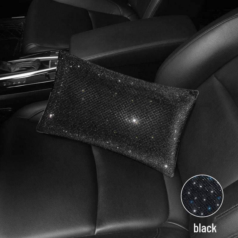 Zestaw do dekoracji samochodu z czarnymi diamentami: Pokrowce na kierownicę i uchwyty