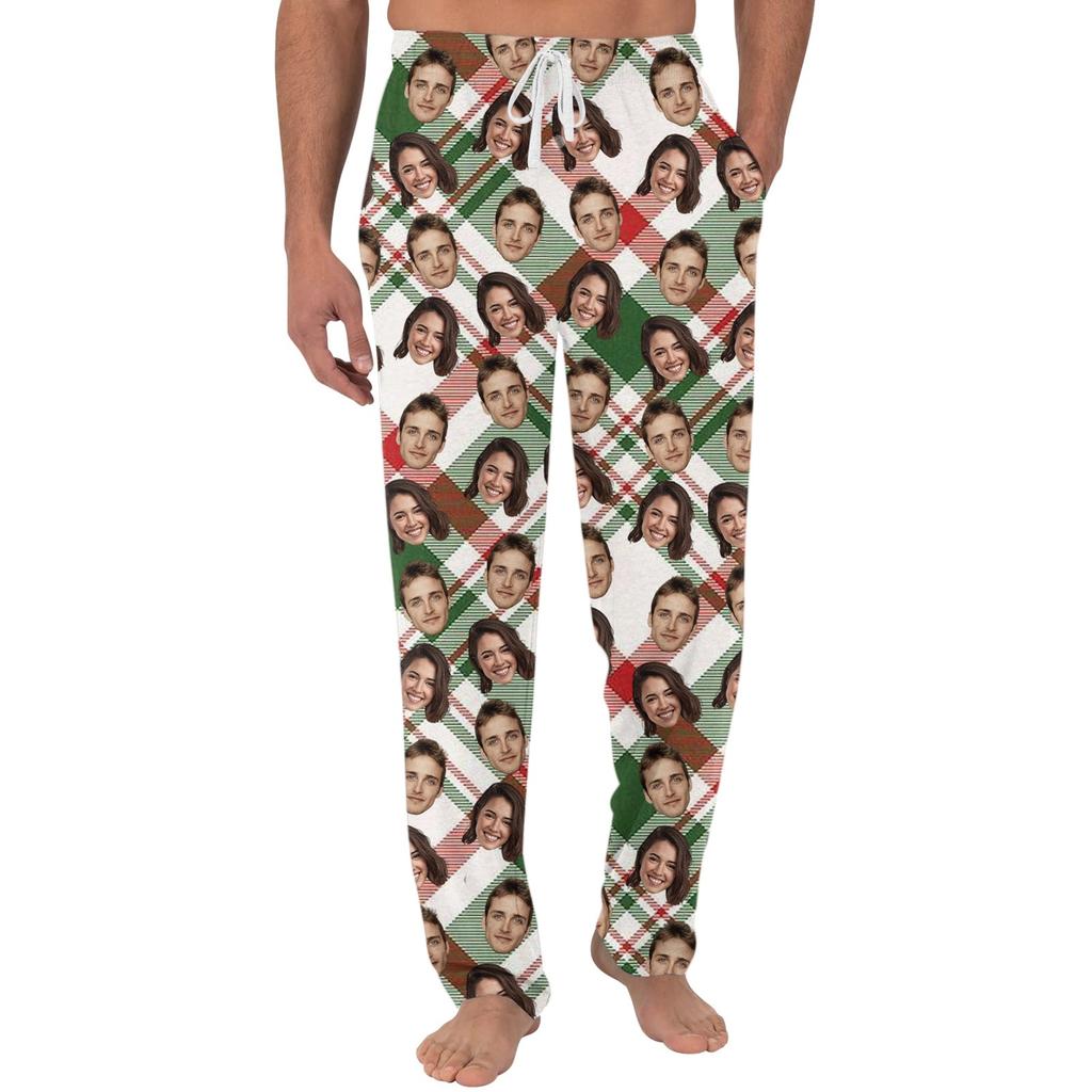Men's Custom Pajama Pants with Pockets, Casual Long Sleep Pants for Home