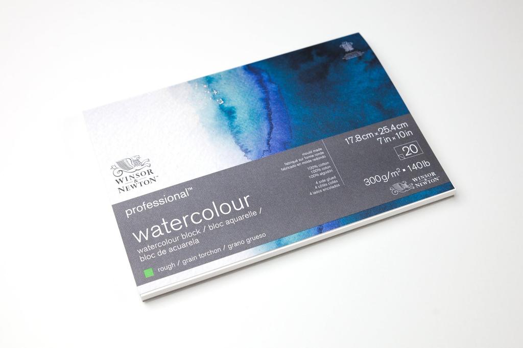 Winsor & Newton Professional Watercolor Paper, Block, Bright Natural White, Medium Grain, 300g, 25.4 X 35.6cm, 20 Sheets, 19102003