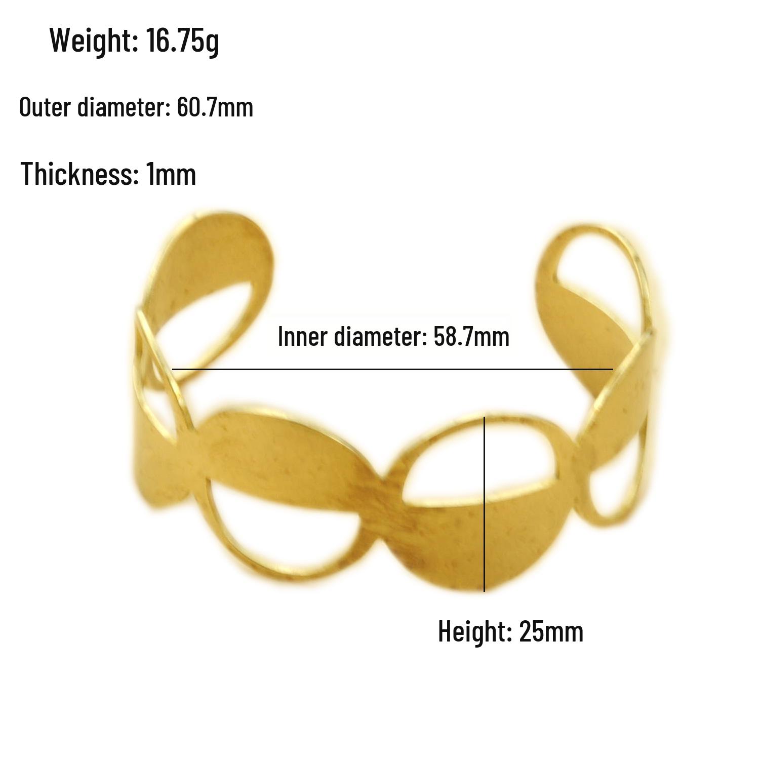 Semi-Circular Brass Metal Bracelet: High-End, Distinctive Semi-Open Bangle