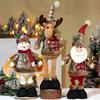 Christmas Gnome Plush Doll Retractable Legs Santa Claus Snowman Elk Ornament Adjustable Standing Figurine Decoration