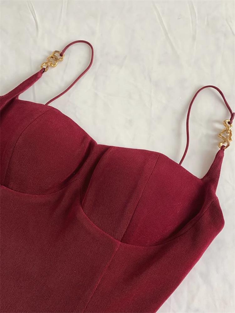 Vintage Designer-Mode Sexy Slim Fit Bodycon Kleid für Frauen Lange Party Club Prom Abend Strap Midi Kleider Sommer 2024 Robe