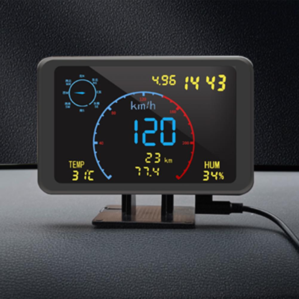 DC5-24V GPS HUD Windshield Warning 4.7 Inch Screen GPS Tracker Car Speedometer Security Alarm Multi-functional Auto Accessories