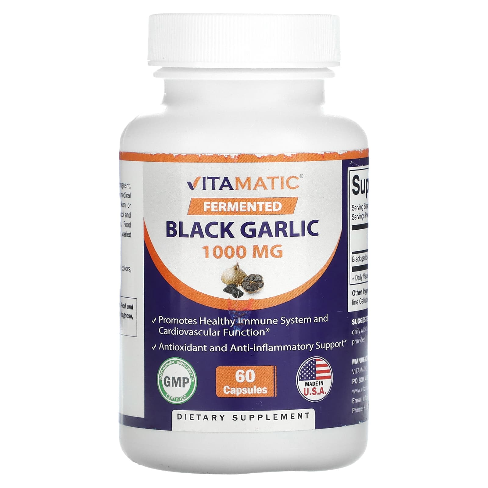 

Fermented Black Garlic, 60 Capsules (500Mg per Capsule)
