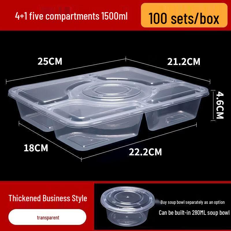 Disposable Multi-Compartment Meal Prep Boxes