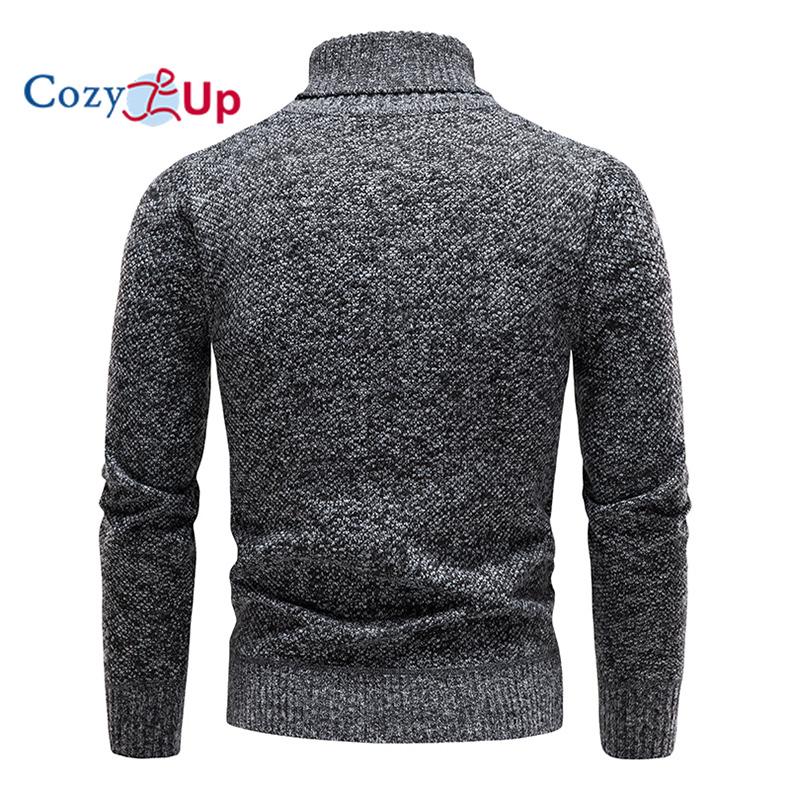 Cozy Up Men's Autumn and Winter Solid Thickened and Padded High-Collar Sweater