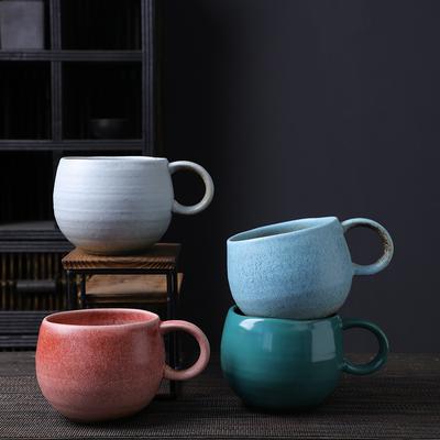 Tasse en Céramique Rétro Japonaise Grande Capacité Tasse à Café en Poterie Grossière Tasse à Petit-Déjeuner Tasse Four Vintage