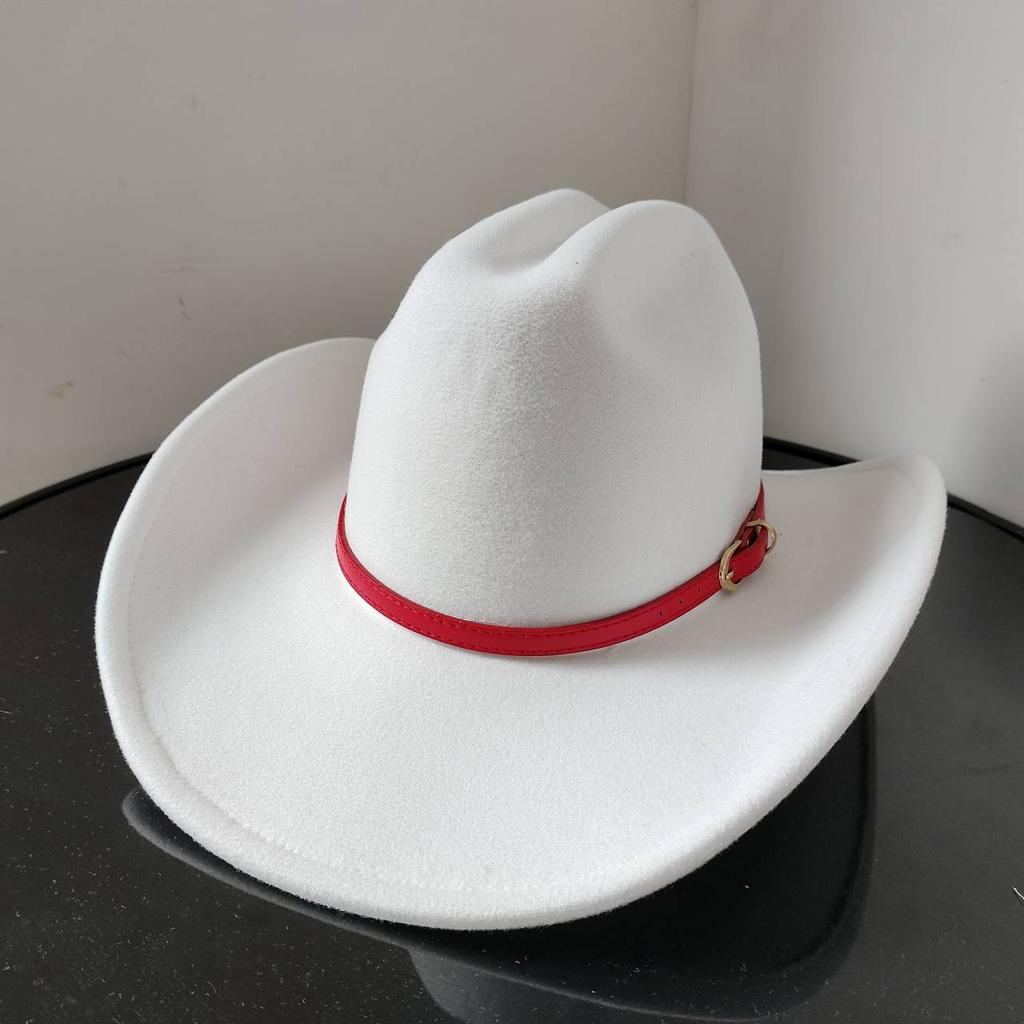 New White Western Cowboy Hat For Men And Women Jazz Cowboy Hat Color Belt Accessories Panama Sombrero Hombre Hat