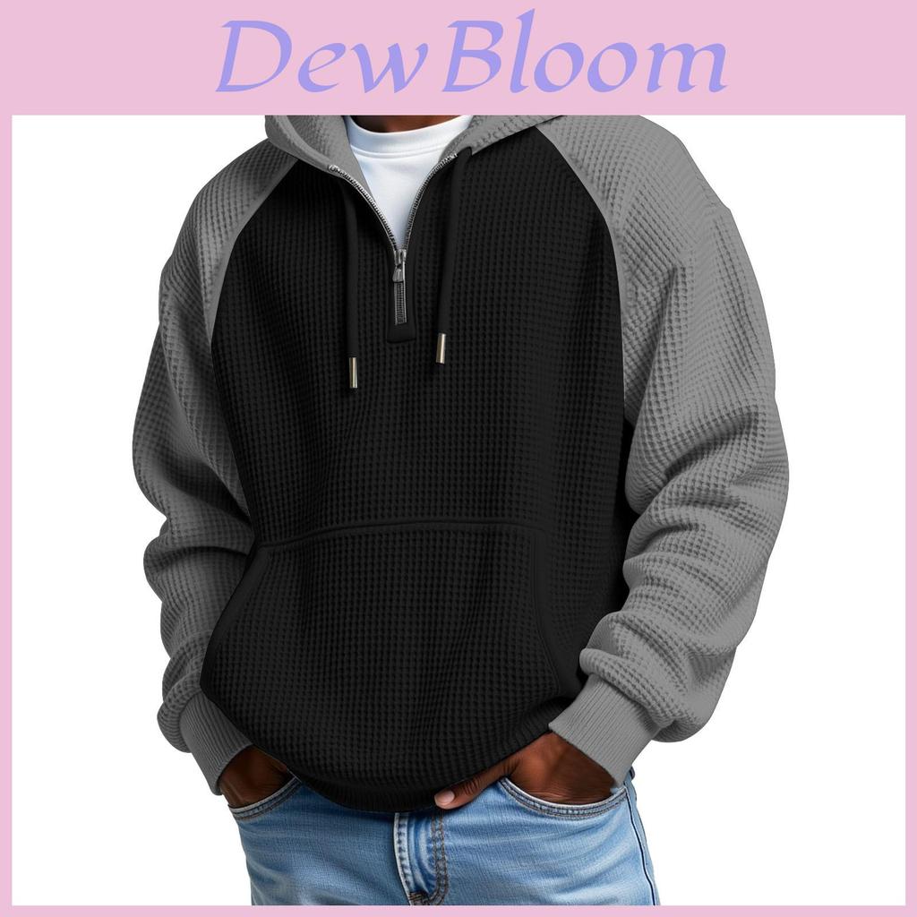 Streetwear Hoodie With Colorblock Pattern And Pouch Pocket For Casual Men