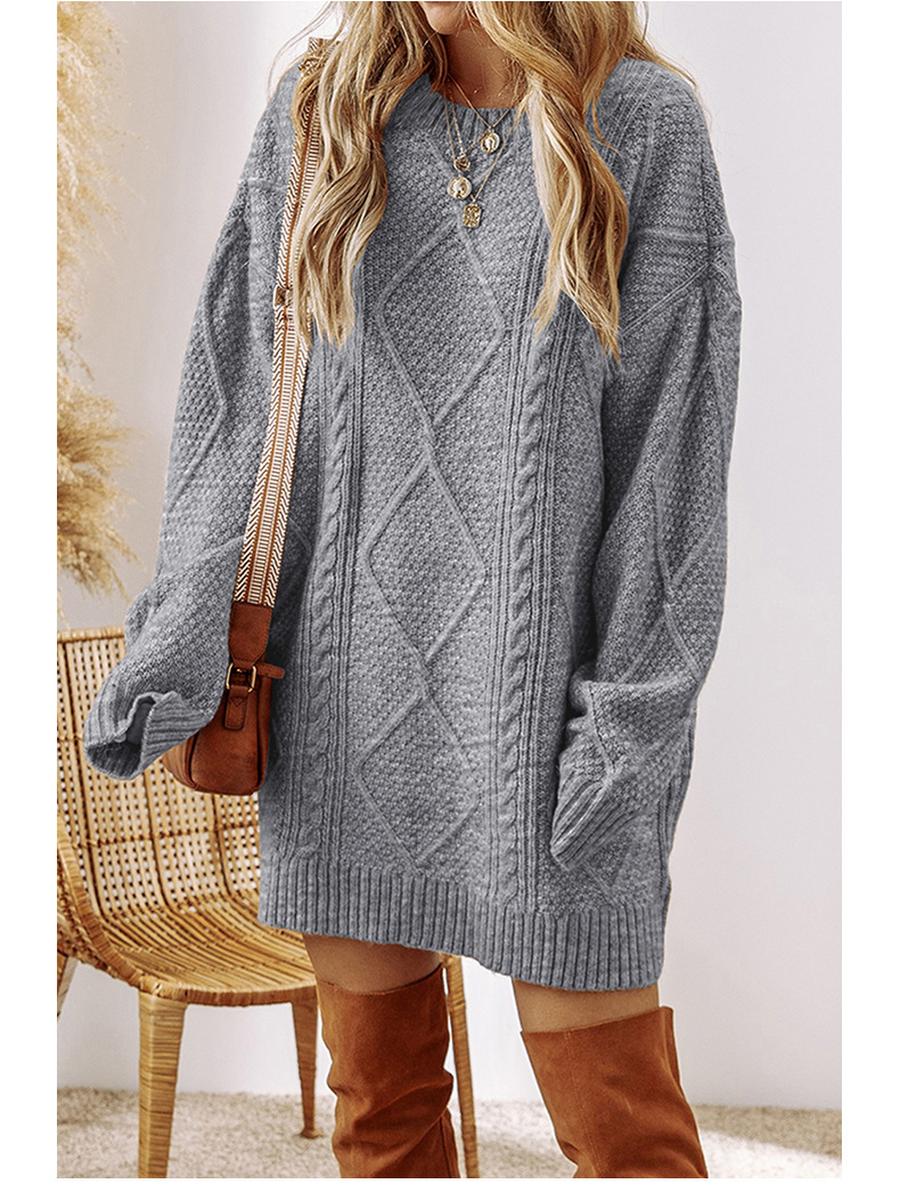 

Winter New Lazy Casual Style Knit Dress Fashion Twine Texture Knee-Length Skirt 3XL сірий колір