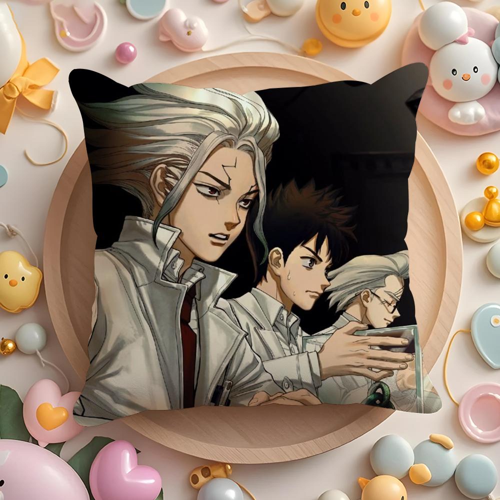 D-Dr.Stone Anime Cushion Cover Plush Fabric Soft Double-Sided Printed Sofa Warm Winter Home Gift Pillow Cover