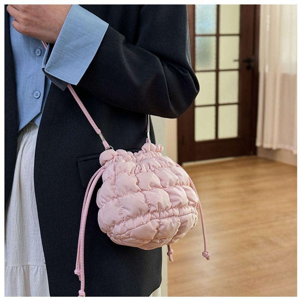 Handbag Drawstring Bucket Bag Korean Style Cloud Bag Casual Nylon Shoulder Bag  Women