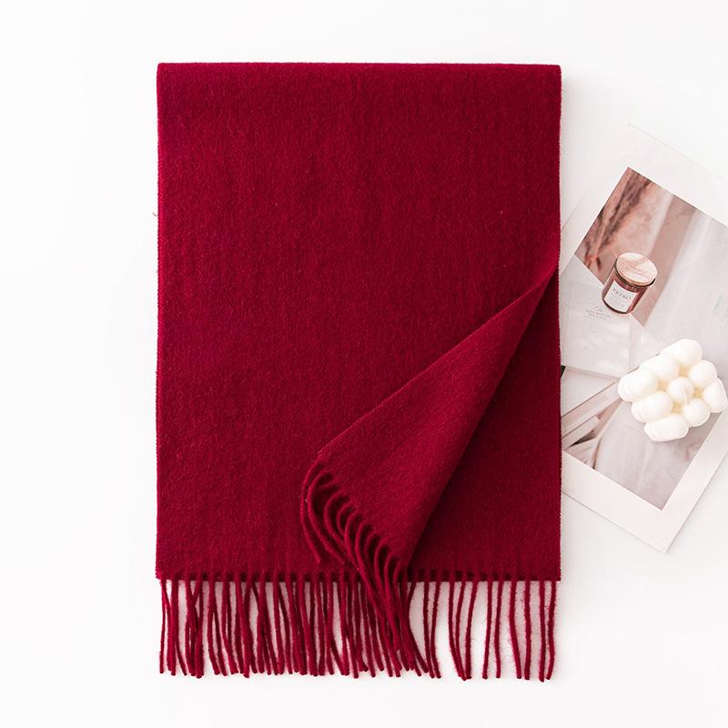 Autumn and Winter New Solid Color Scarf for Women Versatile Neck Scarf Thickened Warm Shawl Simple Tassel