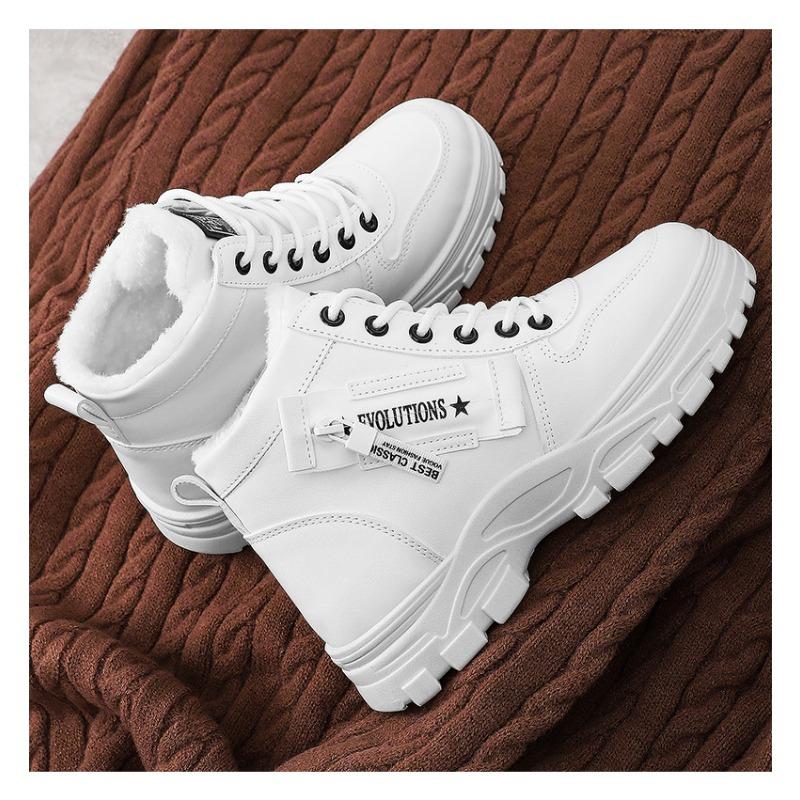 Damen Winter Fleece gefütterte Knöchel Martin Stiefel, Schnürung Dicke Weiche Sohle Mode Stiefel