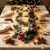 Artificial Pine Needles Christmas Wreath Red Berries Candle Ring Wreath  Table Centerpiece