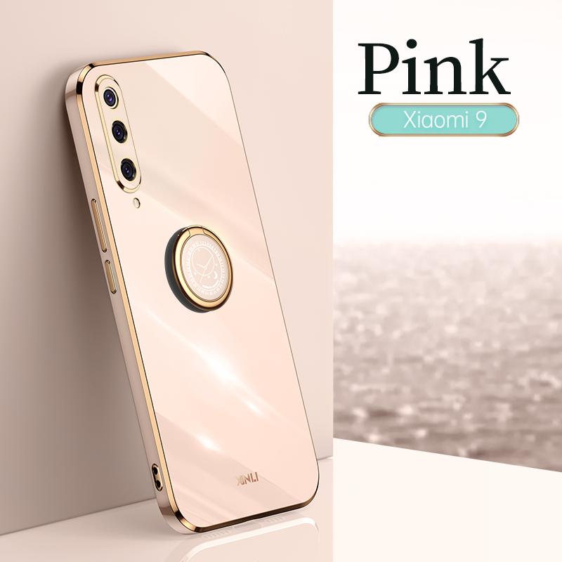 Luxury Plating Square Bumper Ring Holder Phone Case On For Xiaomi Mi 9 8 Mi9 Mi8 Xiomi Xiaomi9 Xiaomi8 Soft Silicone Stand Cover