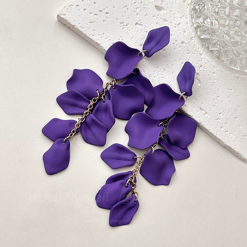 

Серьги-лепестки Dream Core Blue Женские Ретро Преувеличенные Серьги-кисточки Корейский стиль Причудливая Доступная Роскошь Серьги-пусеты Dark purple Petal Earrings
