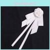White Satin Bow Tie Pin With Pearl Accents For Womens Casual Accessories