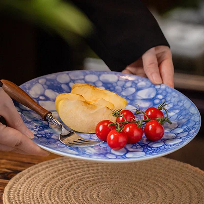 Chinese Style Circular Dining Plates Light Luxury Restaurant Steak Plate Delicious Dishes Flat Plate Unique Household Tableware