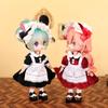 Ob11 Doll Clothes Vintage Maid Outfit Dress Scarf Headwear Set for Obitsu11, GSC, Molly, YMY,1/12 Doll Clothes Doll Accessories