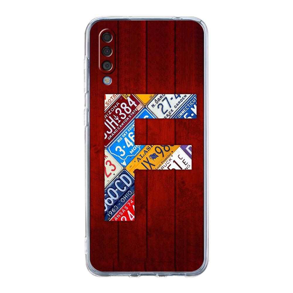 Phone Case For Samsung A14 A50 A70 A30 A40 A20E A10S A20S A02S A04S A12 A22 A32 A34 A42 A52 5G A54 wood License Letters Cover